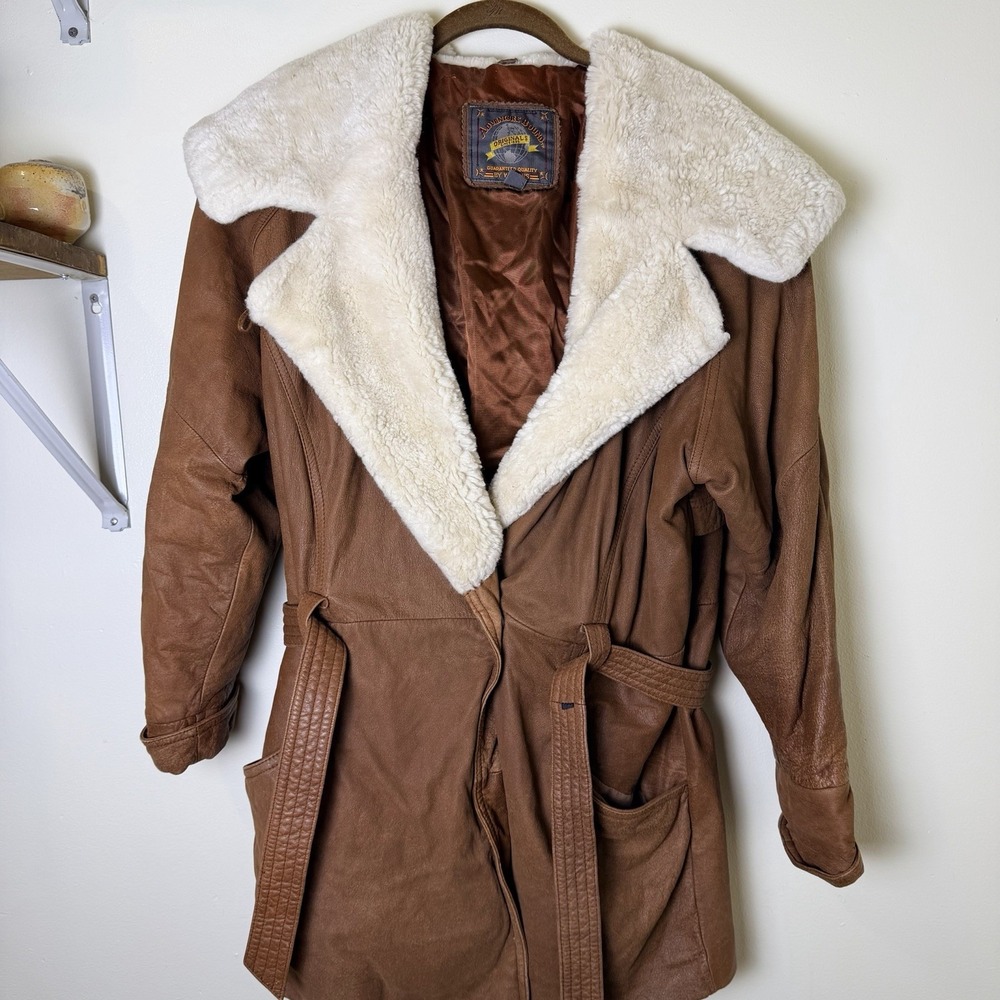 VTG Adventure Bound Wilsons Leather Womens M Bomber Jacket Belted Aviation Coat